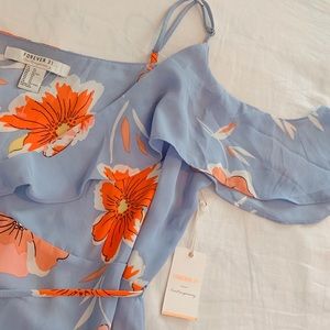 Forever 21 Floral Blue Wrap Dress NWT SALE